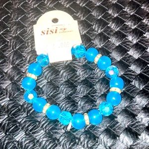Blue turquoise in color bracelet NEW stretchy